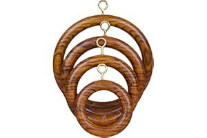 ROYAL CRAFT EXPERTISE Premium Wooden Window Curtain Drapery Rings, Hooks, Clips for 0.5" to 1.25 Inch Curtain Rod Pole (Inner Día 1.7 Inch, Outer Día 2.5 Inch) Set of 12