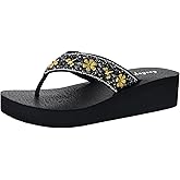 Lowkeyray Women's wedge flip flops Sandal