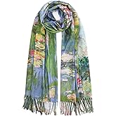 RonFoxi Reversible Pashmina Scarf - Double-Side Scarf For Women Winter Shawl Wrap Monet Van Gogh Art Printing Scarves