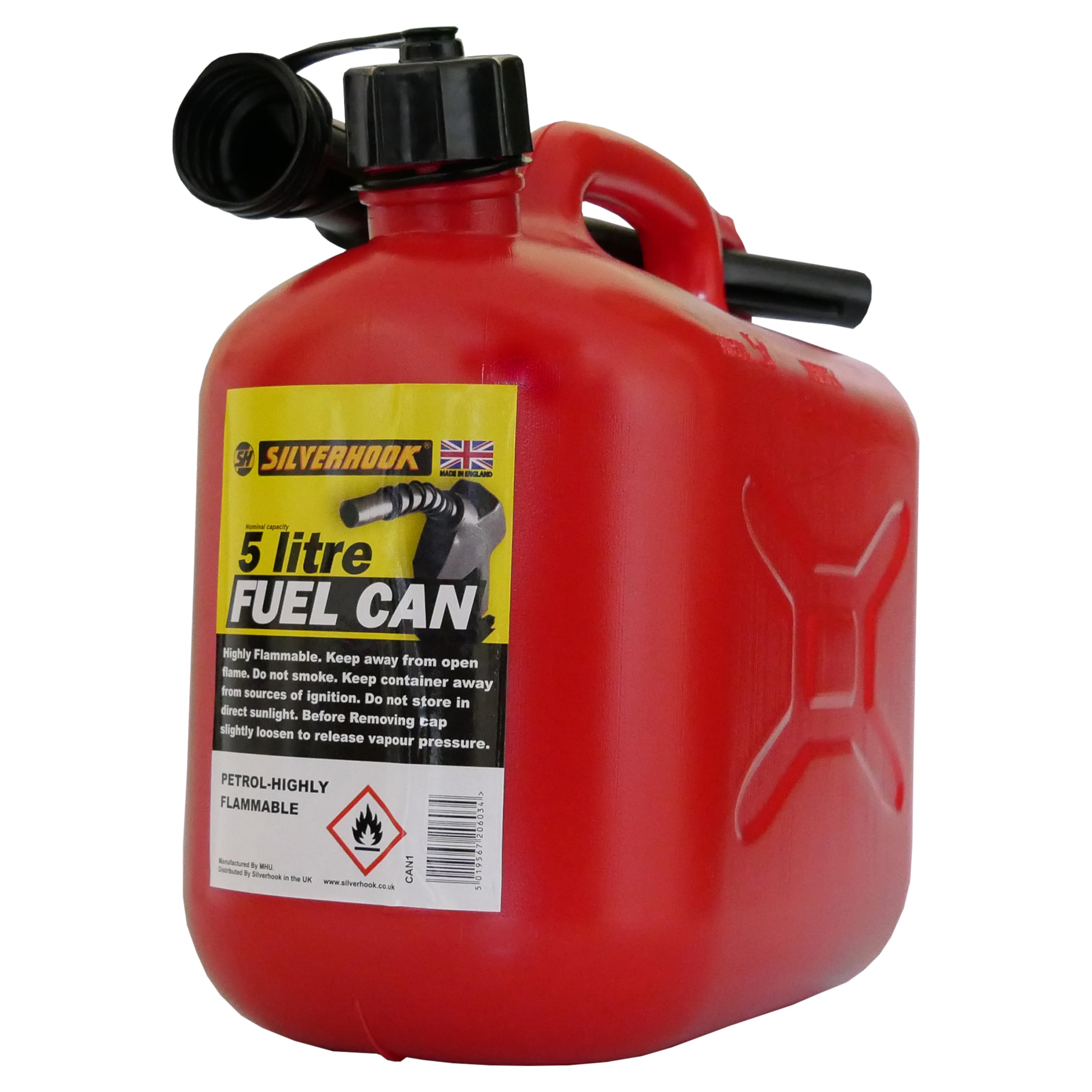 S Style Silverhook Plastic Fuel Can, Red CAN1