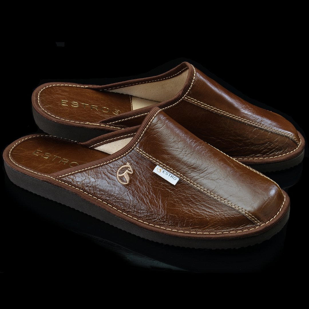 Scarpe e borse ESTRO Pantofole Lana Ciabatte Uomo Casa Pantofola Ciabatta  Vera Pelle Suola di Memoria Rust urban-earth.co.uk