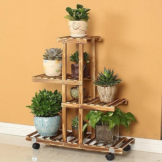 WJHSP Soporte para Plantas de Madera Interior al Aire Libre 4 Niveles