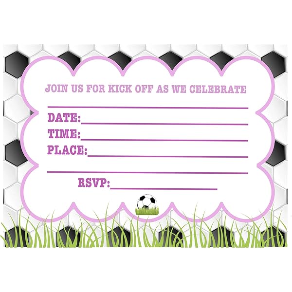 Amazon.com: Girl Soccer Invitation for Birthday Party, Team Celebration  Invites, Pink Baby Shower Sports Cards12 pcs, 4x6 w Envelopes : Handmade  Products