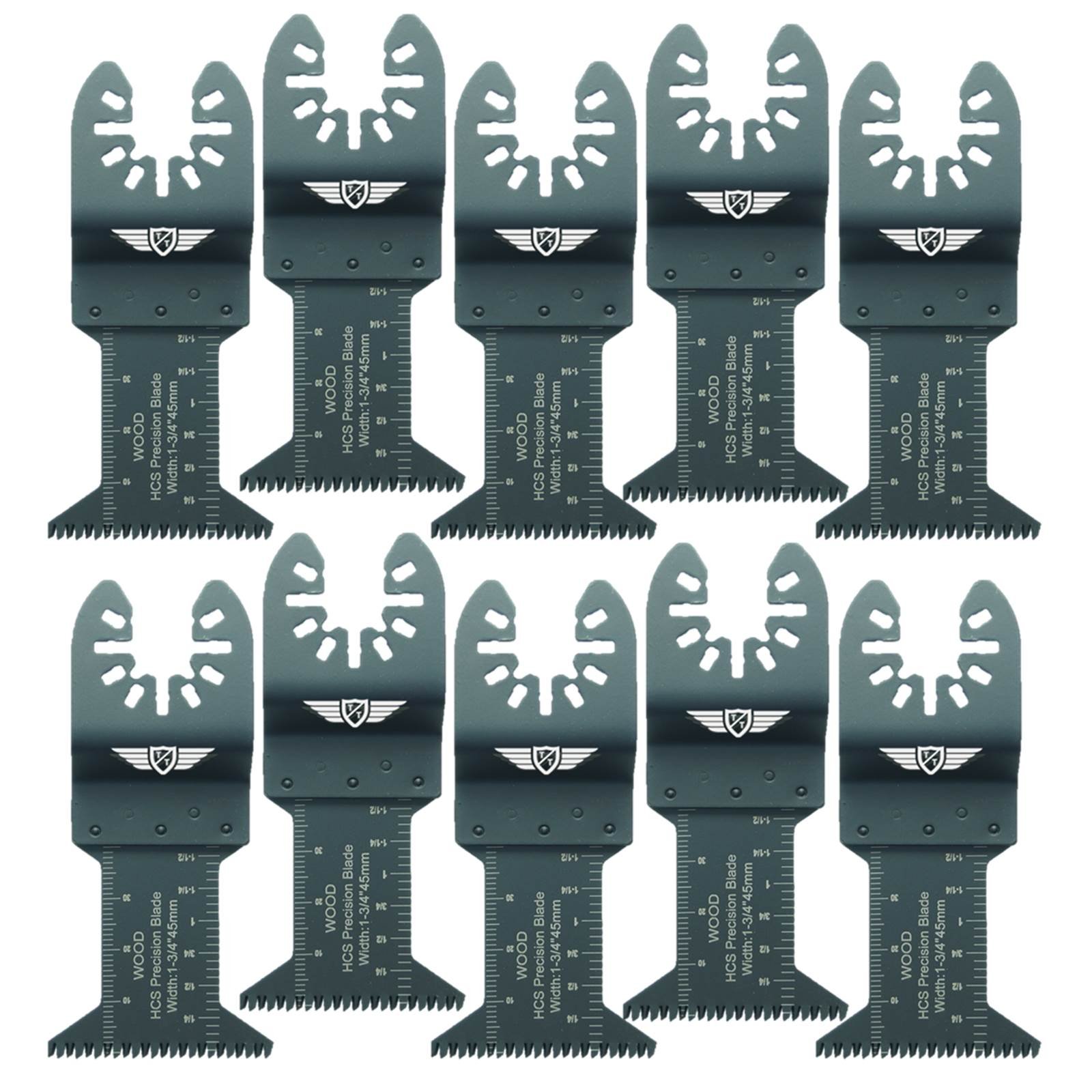 10 x 44mm TopsTools FA44J_10 Fast Fit Coarse Wood Cutting Blades Compatible with Dewalt Stanley Black and Decker Bosch Fein (Non-StarLock) Makita Milwaukee Parkside Ryobi Worx Workzone Multitool