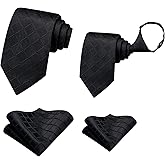 Hi-Tie Father and Son Tie Set Striped Plaid Ties for Men and Boys Silk Necktie Pocket Square Set for Wedding Gifts