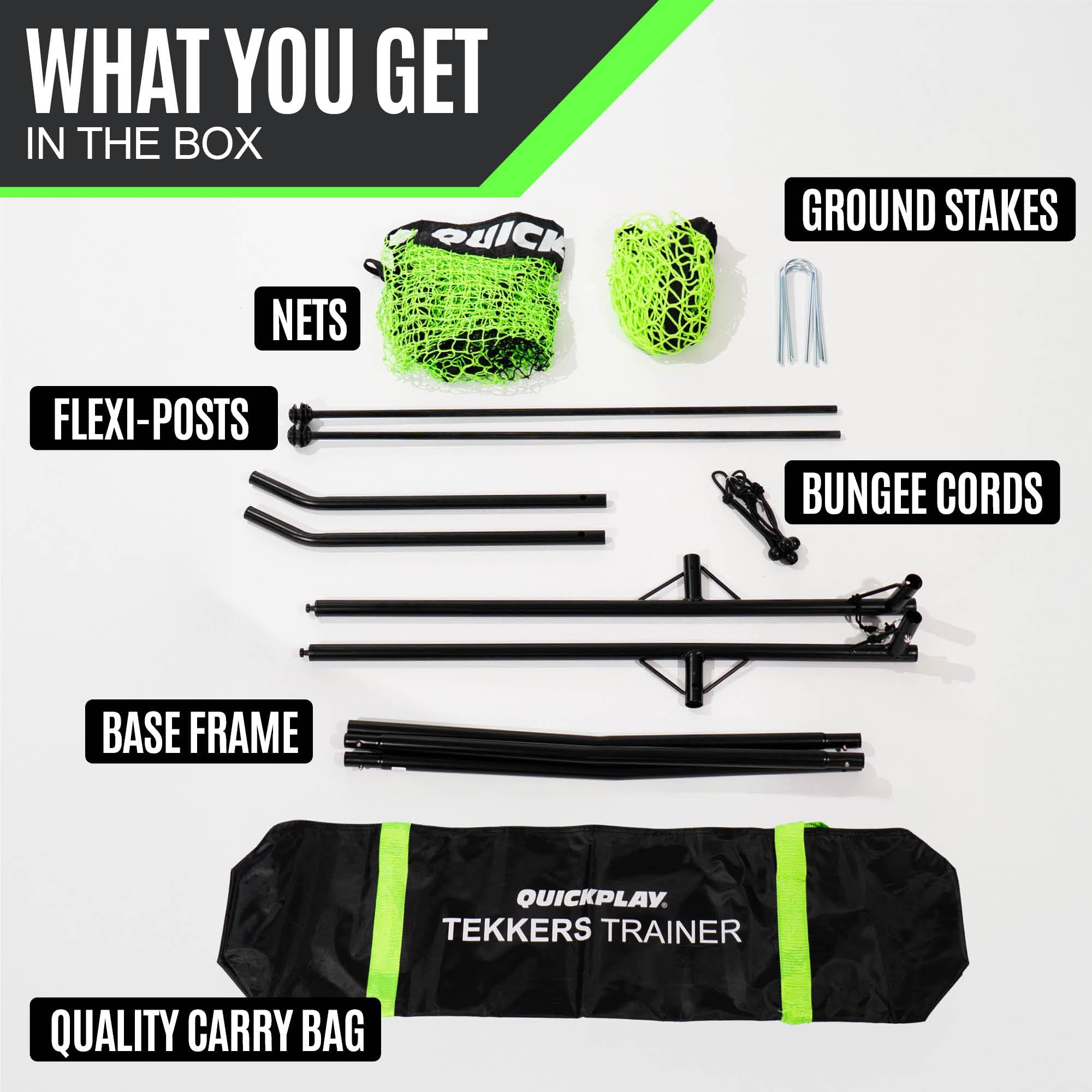 QUICKPLAY TEKKERS Rebounder Für Fußball Professioneller Fußball Rebounder - Tragbare Trainingswand 200x120 cm - 2 in 1 Netz System für Passspiel & Techniktraining 8