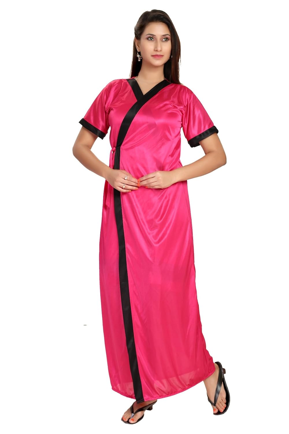 fashigo women's 2 piece satin nighty (free size)