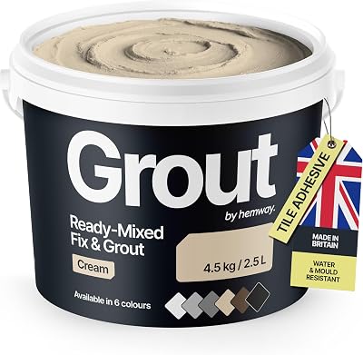 Hemway Cream Ready Mixed Grout & Fix 4.5kg/2.5L Wall & Tile Adhesive
