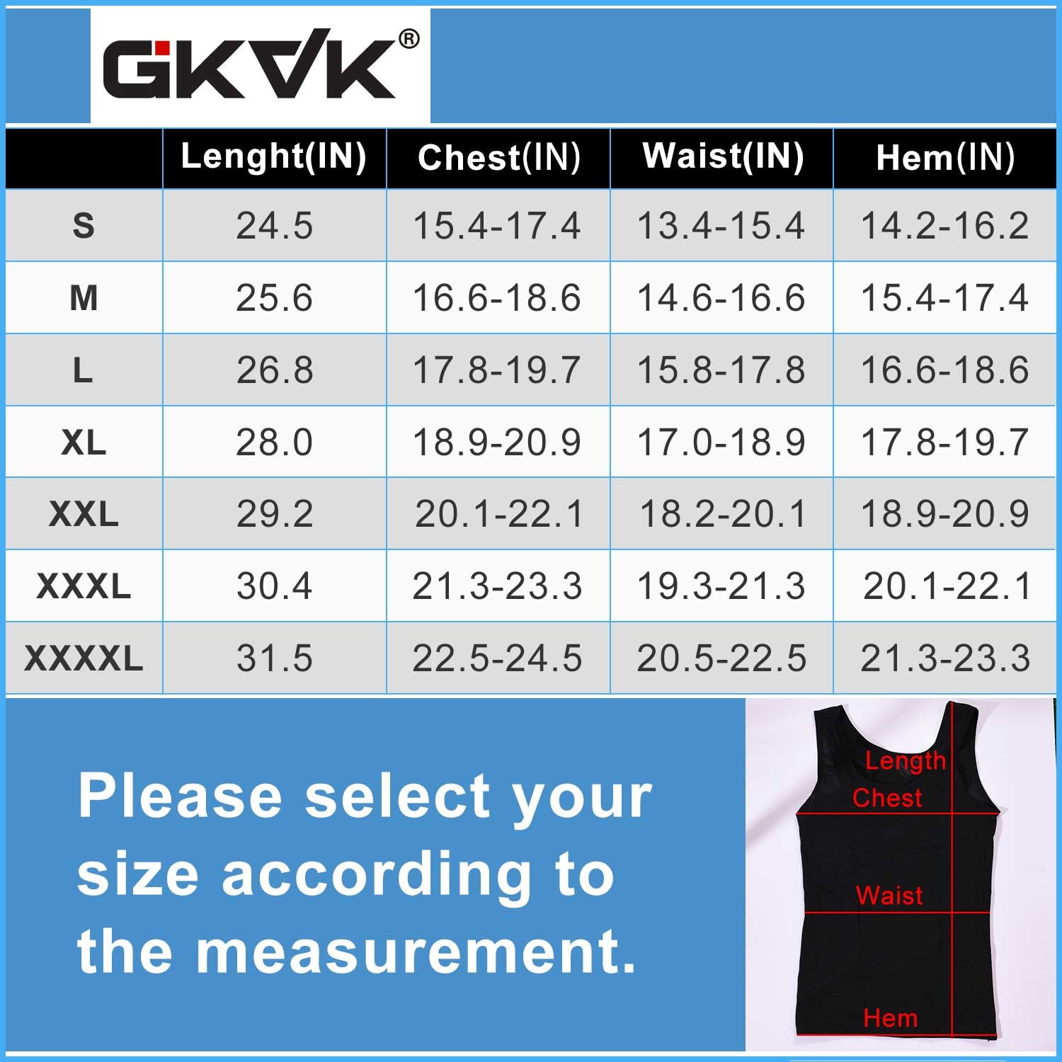GKVK Mens Slimming Body Shaper Vest Chest Compression Shirt Abs Abdomen Slim Tank Top Undershirt at  Men’s Clothing store