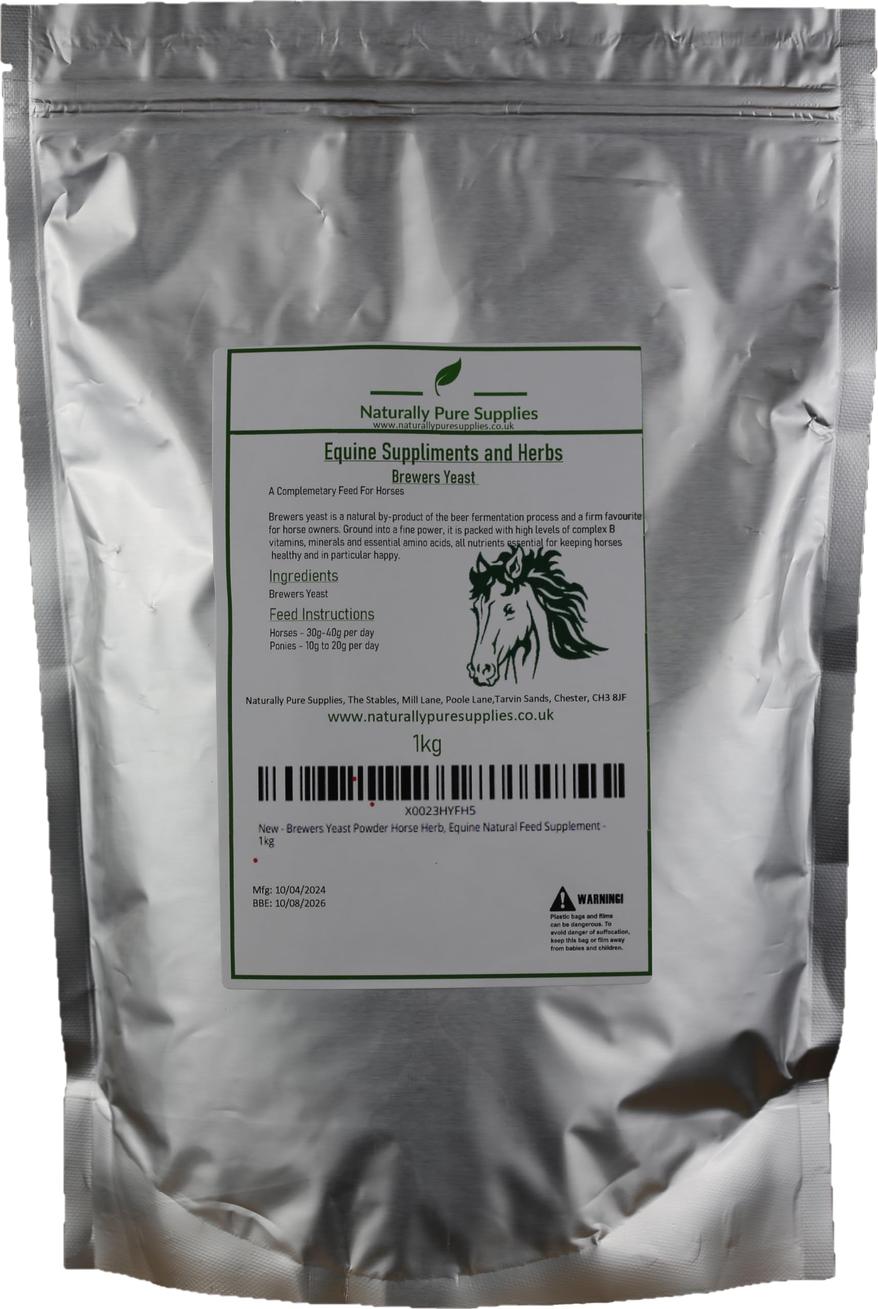 Brewers Yeast Powder Horse Herb, Equine Natural Feed Supplement - 1kg