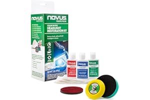 NOVUS Clear in Five Headlight Restoration Kit, 2 Ounce 1, #2, and #3 Bottles, Buffing Pad, Backing Pad Drill Attachment, 1,00