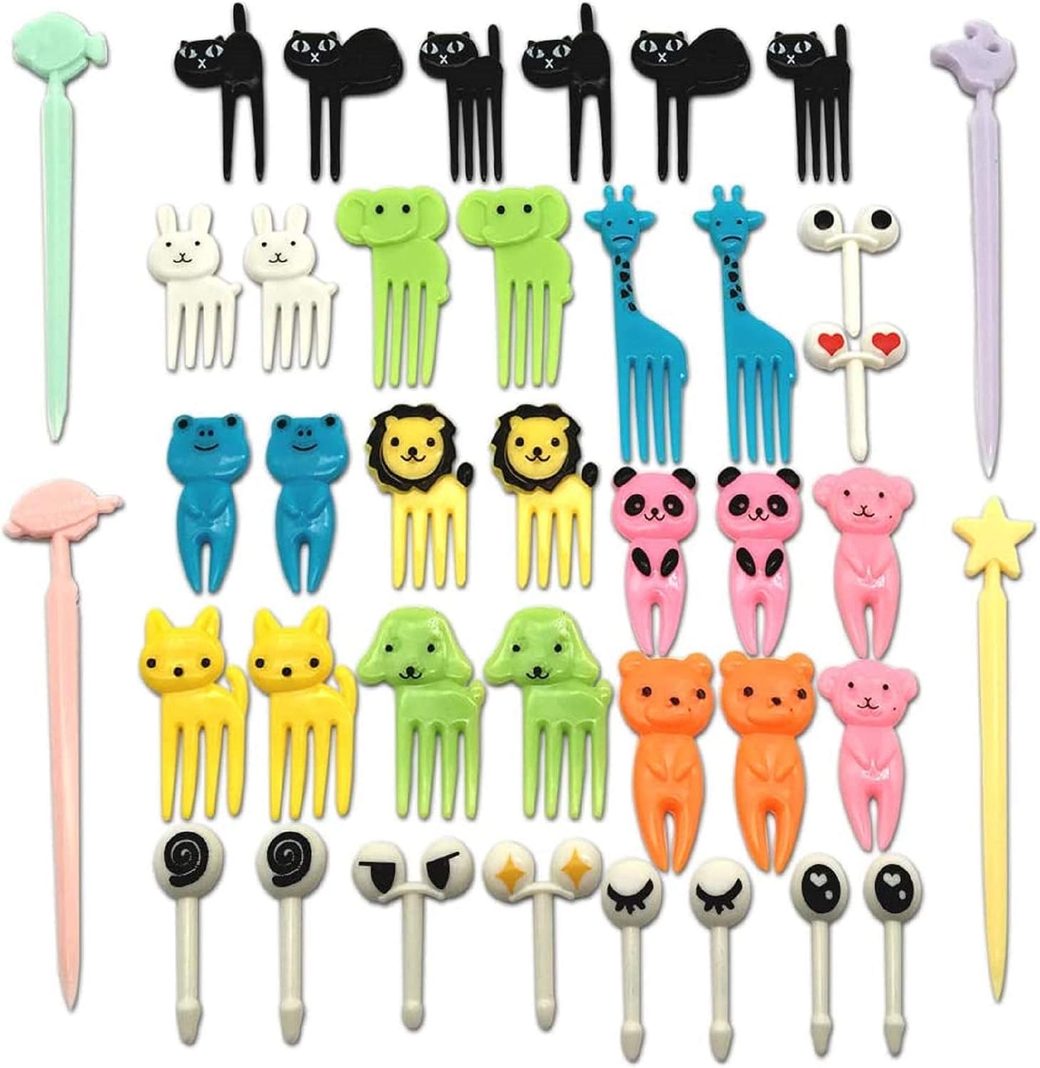 CKANDAY Set of 40 Lovely Animal Food Fruit Picks Forks