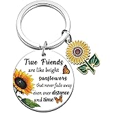 Uerifr Sunflower Keychain for Women Sunflower Gifts for Women Long Distance Friendship Gifts for Best Friend Bestie Bff Sister Christmas Stocking Stuffers Birthday Gift for Best Friend Keychain Ideas