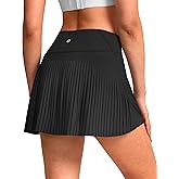 SANTINY 14" Tennis Skirt Skorts for Woman Pleated High Waited Skirts with Built-in Shorts Athletic Golf Skort