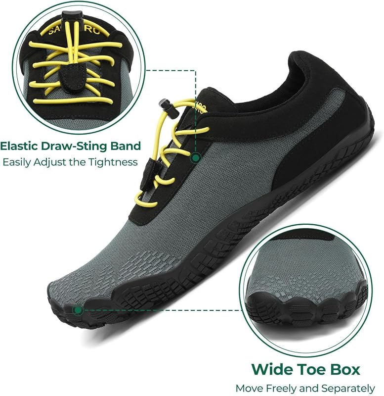 Barfußschuhe Damen Barfussschuhe Herren Outdoor Barfuss Schuhe Leicht Zehenschuhe Barfuß Fitnessschuhe mit Breiter Zehenbox Paynes Grau, Gr.38 EU