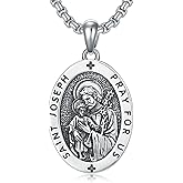 WINNICACA 925 Sterling Silver Patron Saint Amulet Necklace for Men Women Protection Medal Jewelry Birthday Valentine's Day Gifts for Men Husband(with Gift Box)