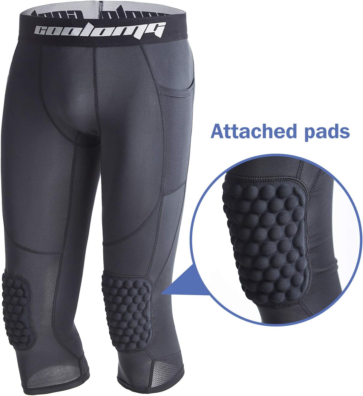 Legendfit Basketball Compression Pants with Knee Pads 3/4 Capri Training Tights Leggings Protector Gear for Kids Youth Adult : Clothing