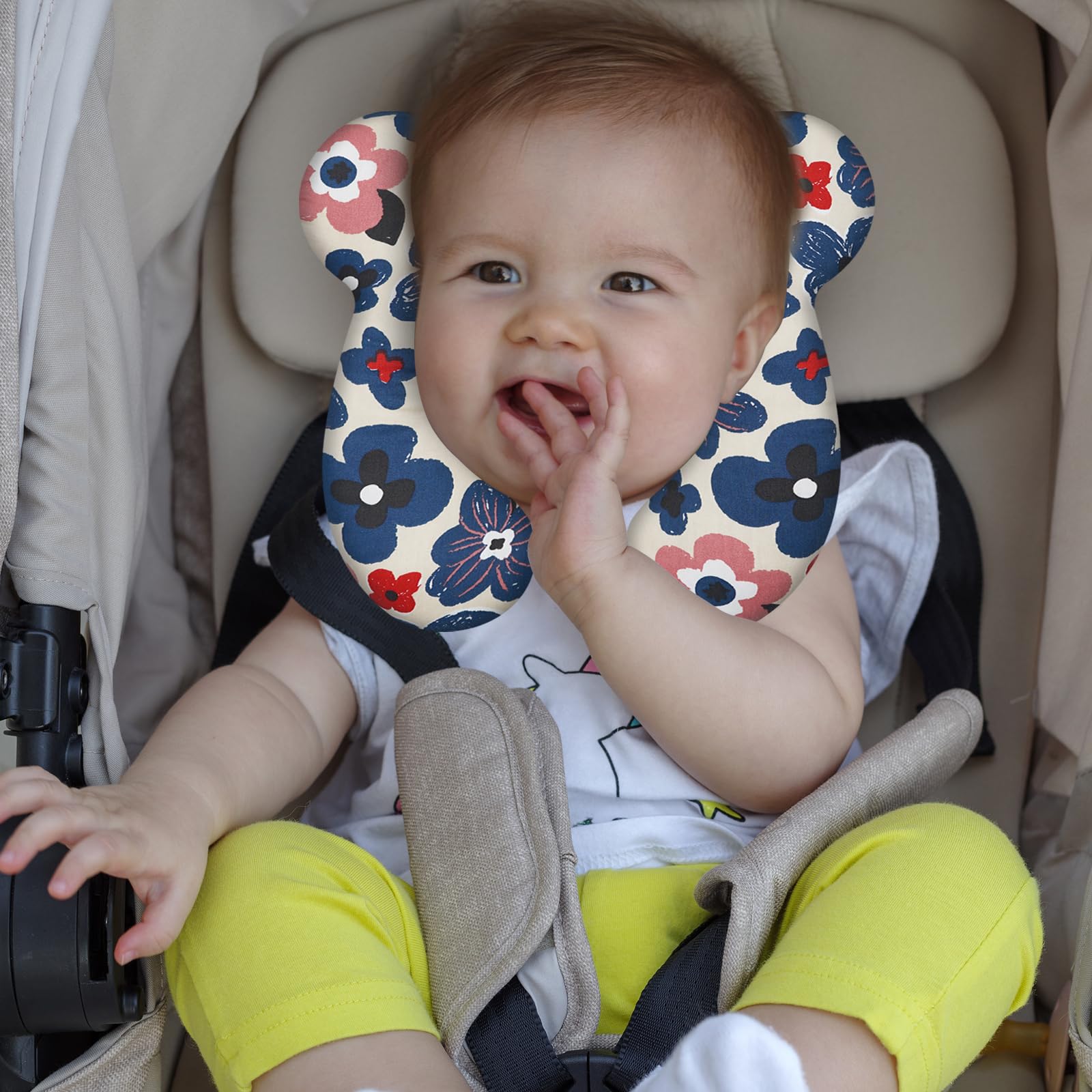 Baby Travel Pillow, Infant Kid's Cushion Soft and Skin Friendly for Car Seat, Pushchair and Stroller (Style D)
