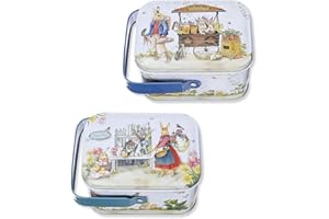 CAXBGKN 2Pcs Easter Candy Jars Easter Party Decorations Bunny Tins Jars Bunny Cookie Jar with Lids and Handle Vintage Metal T