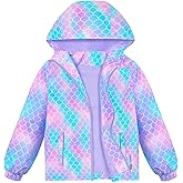 OlyPegic Girls Rain Jacket Waterproof Hooded Fleece Lined Lightweight Windbreaker Kids Windproof Jackets Raincoats Kids