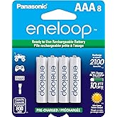 Eneloop Panasonic BK-4MCCA8BA AAA 2100 Cycle Ni-MH Pre-Charged Rechargeable Batteries, 8-Battery Pack