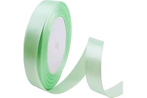 POPOYU Light Green Satin Ribbon for Gift Wrapping 3/8 inch,25 Yards Continuous Ribbons Roll,Christmas Gift Ribbon Thick Solid Color Fabric Ribbon for Crafts,Wedding Car,Hair Bow Making,Wreath,Bouquet