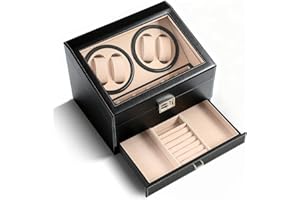 Liliaafar Automatic Watch Winder for Men, Quiet Running Motor Watch Case with Slots and Drawer, Auto Display Box for Father Husband Boss Christmas Birthday Gifts