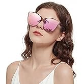 LVIOE Polarized Sunglasses for Women UV400 Protection Oversized Cat Eye Frame Retro Sunglasses for Driving Fishing Outdoor