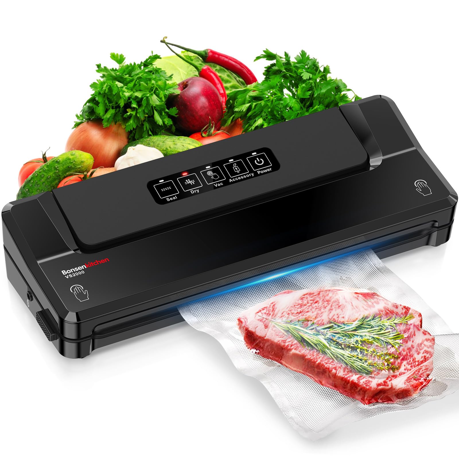 Photo 1 of Bonsenkitchen Vacuum Sealer Machine, Fast-Compact Food Sealer, Globefish Technology for High-Speed Continuous Working, Multi-Functional Food Vacuum Sealer with Vacuum Bags & Accessory Hose, Black