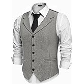 COOFANDY Men's Suit Vests Slim Fit Waistcoat Notch Lapel Casual Formal Vest