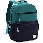 VASCHY Toddler Backpack, Boys Lightweight Plain Color-block Small Kids Backpack Bookbag for Preschool/Kindergarten/Daycare/Travel Navy Green