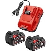 TOMORTOOL 2-Pack 18V 6.0Ah Replacement for Milwaukee M-18 Battery and 1 Charger(red)