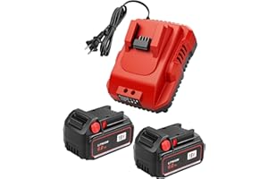 TOMORTOOL 2-Pack 18V 6.0Ah Replacement for Milwaukee M-18 Battery and 1 Charger(red)