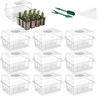 WY8 10 Pack Seed Trays Kit 120 Cells Reusable Dome Base Humidity Adjustable