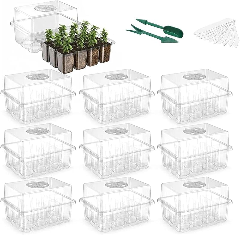 WY8 10 Pack Seed Trays Kit 120 Cells Reusable Dome Base Humidity Adjustable