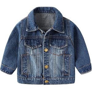 Toddler Kids Western Denim Jacket Baby Boys Girls Distressed Jean Coat Long Sleeve Button Down Jacket Vintage Country Outfit