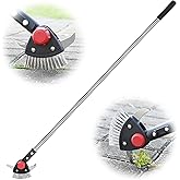 BARAYSTUS Crack Weeder Long Handle 3-in-1 Adjustable Crevice Cleaning Tool with Stainless Steel Weed Brush with 2 Scrapers Weed Puller Tool for Driveway, Patio Sidewalk to Remove Moss Weeds Dirt