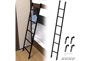 MIWOOYY RV Bunk Bed Ladder 45"/50"/55"/60"/66"/72'', Heavy Duty Travel Trailer Bed Ladders with 4 Hook and Foot Caps, Metal Twin Bed Step Ladder for Home Dorm Appartments, Load 330 LBS (72inch / 183cm, Black)