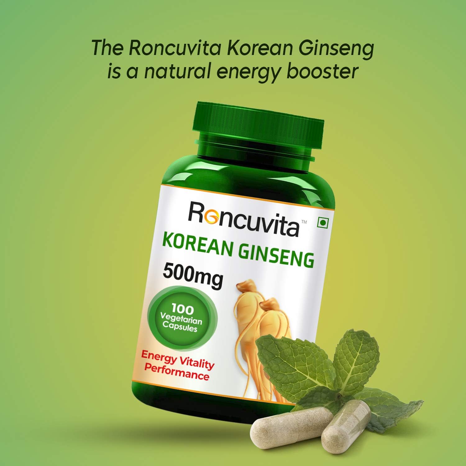 Buy RONCUVITA™ Grade A Korean Ginseng 500mg, 100 Vegetarian Capsule for Energy Vitality Performance Online at Low Prices in India - Amazon.in