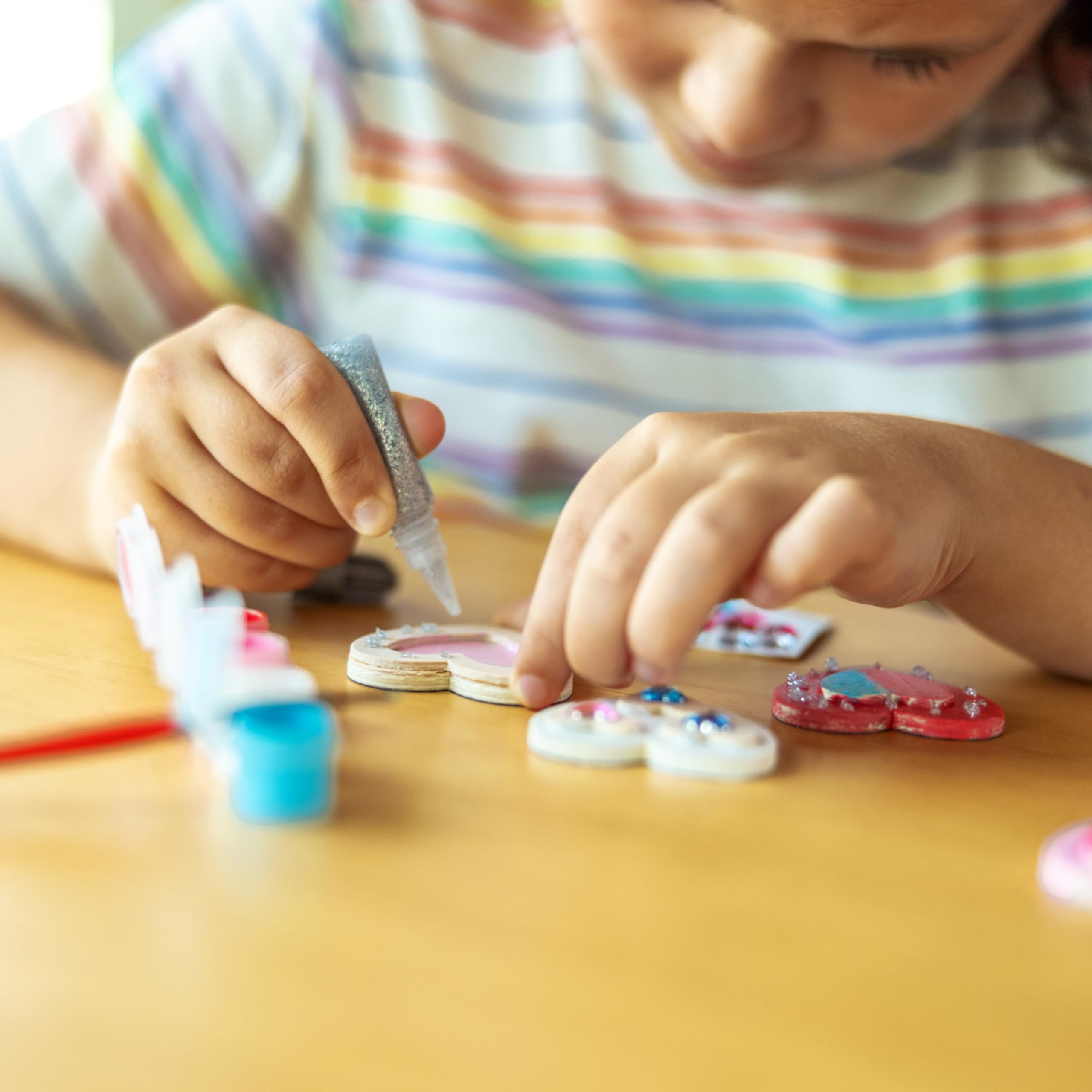 Melissa & Doug Created By Me! Paint & Decorate Your Own Wooden Magnets Craft Kit – Butterflies, Hearts, Flowers - Kids Craft Kits, Great Activity For Rainy Days And Party Favors, Ages 4+