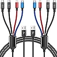 Dual Type C 4 in 1 Charging Cable 2Pack 4FT, Multi Charging Cable for Multiple Ends, Universal USB Cable with IP/Micro USB/Du