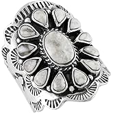 Turquoise Network Howlite Ring Sterling Silver 925 Genuine Gemstones Size 6 to 11