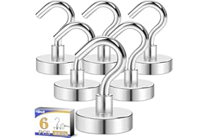 VSKIZ Magnetic Hooks, 40Lbs Heavy Duty Magnets Hooks for Cruise Cabins, Extral Strong Magnets with Hooks for Hanging, Metal Magnetic Grill Hook Magnetic Hanger for Fridge, Toolbox, Storage - 6Pack