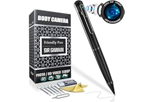 SIRGAWAIN 64GB Premium Body Camera Pen - Full HD Video and Photo, Long Battery Life, Motion Detection, Easy to Use 1080p Body Cam