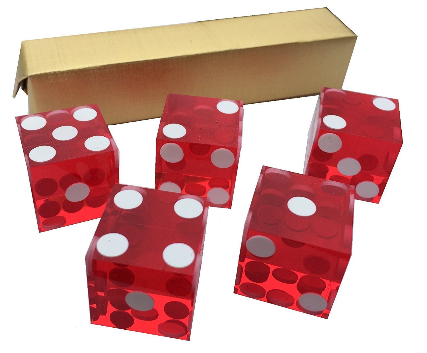JP G~AMES LTD 19mm Acrylic Casino Grade Craps Dice (STICK OF 5) (red)