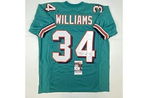 HOFSM.COM HALL OF FAME SPORTS MEMORABILIA Autographed/Signed Ricky Williams Miami Teal Football Jersey JSA COA