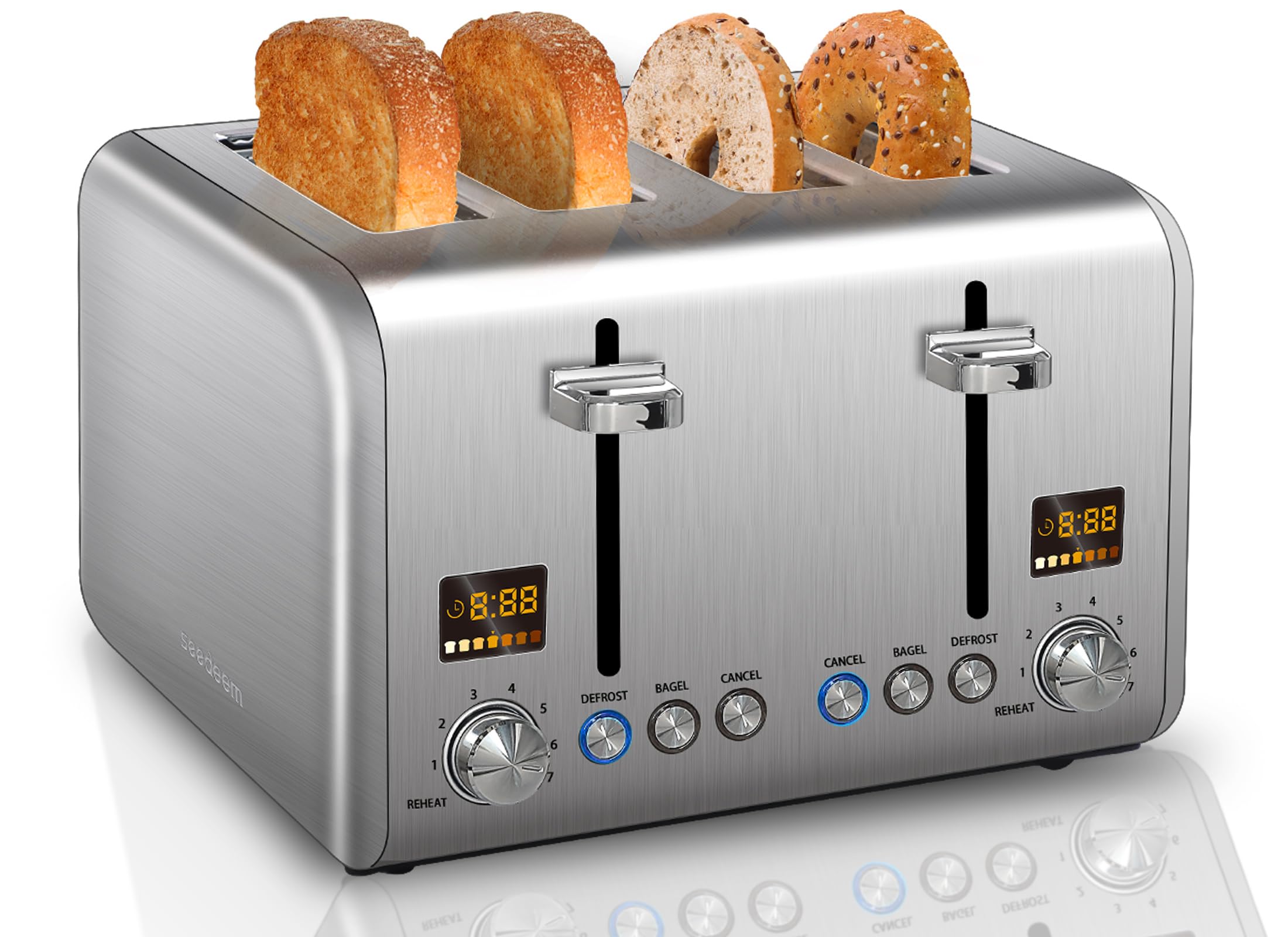 Mua SEEDEEM 4 Slice Toaster, Stainless Bread Toaster Color LCD Display