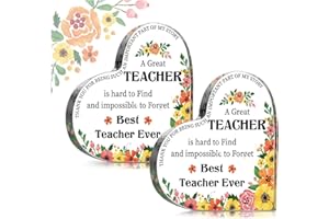 QQV 2024 Teacher Appreciation Gifts for Women Teacher, 2Pcs Acrylic Keepsake Paperweight for Teacher Appreciation Day Gift, Heart Shaped Thank You Teacher Gift Teacher Office Desk Decor from Student