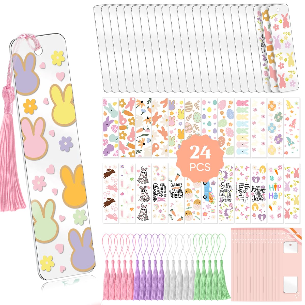 Kaciola 24 Acrylic Bookmark Blanks with 24 UV DTF Stickers About Easter ...