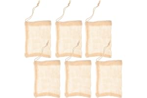 NIYANGLE 6Pcs Natural Ramie Soap Drying Pouch with Drawstring, Mesh Soap Saver Bag for Shower and Travel,